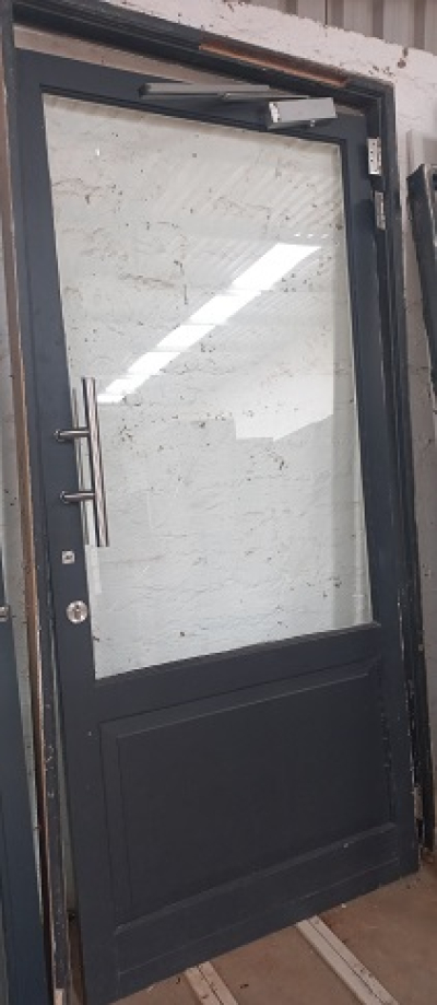MERANTI SOLID PANE GLASS DOOR WITH FRAME